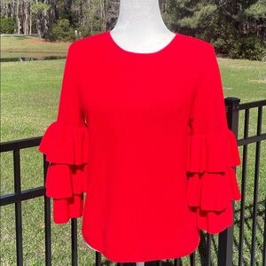 J.McLaughlin Italian Merino Wool Classic Ruffle Sleeve Sweater